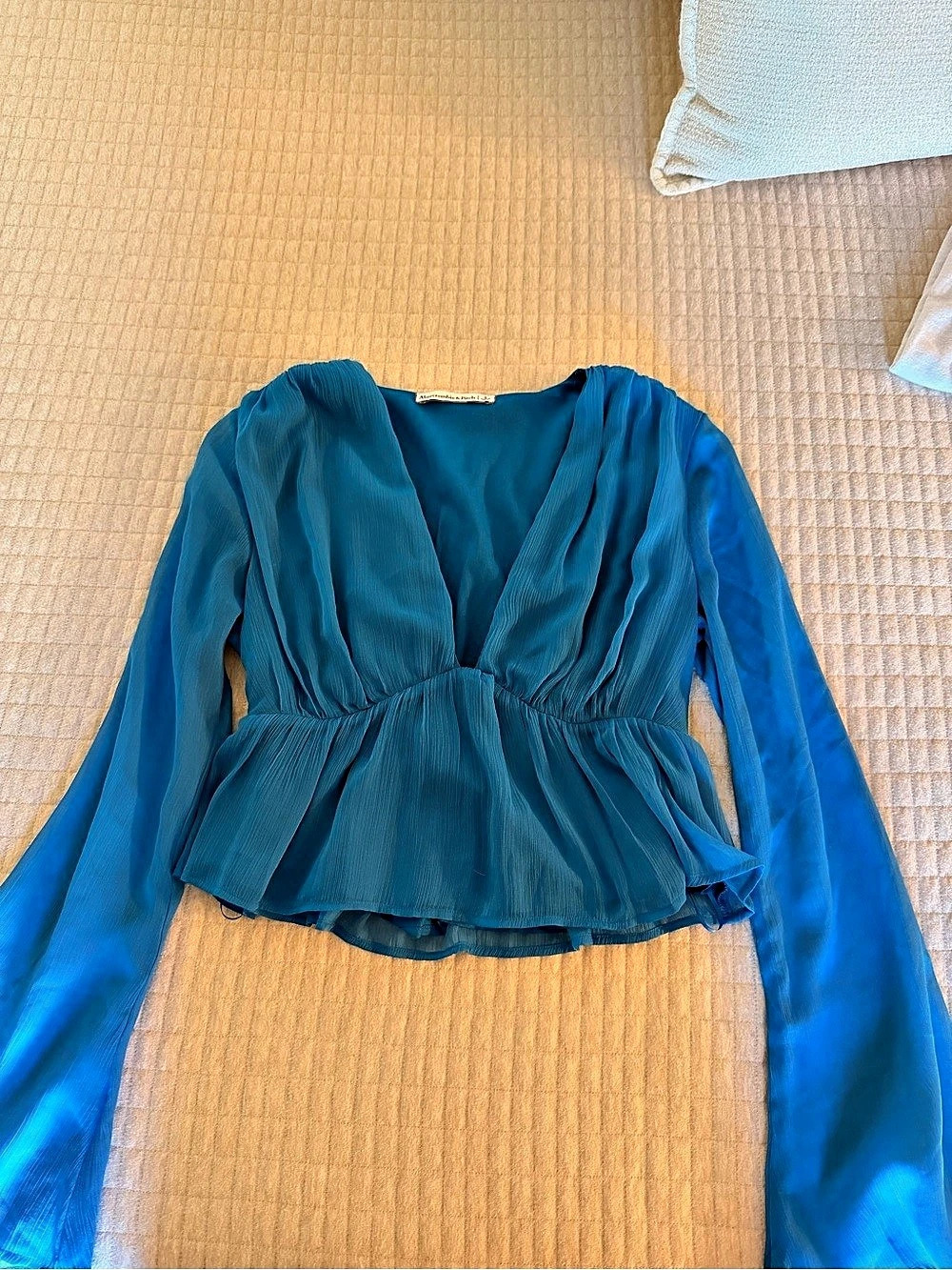 Abercrombie & Fitch Long Sleeve Blouse in Blue